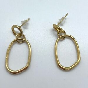Gold Earrings for Women Geometric Oval Gold Plated Double Hoop Dangle Artsy